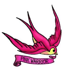 Pink Warrior Flying Banner Breast Cancer Awareness Temporary Tattoo 