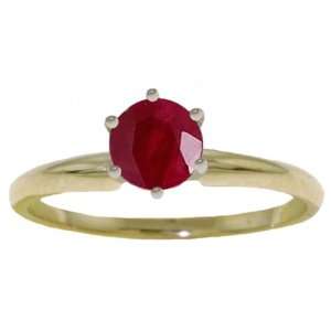    14k Solid Gold Genuine Ruby Solitaire Ring   Size 6.5: Jewelry