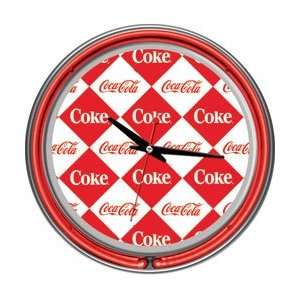 Checker Coca Cola Neon Clock   Two Neon Rings GREAT GIFT FOR HIM BAR 