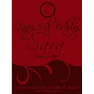   80th Birthday Birthday Gift Wine Label   Young Cares 