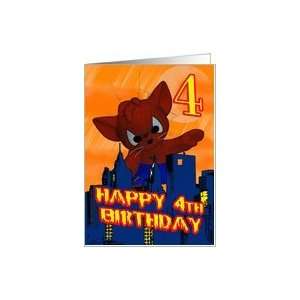  4th Birthday Spider Cat, Fourth Birthday Card Card: Toys 