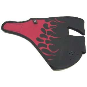    Black Neoprene Motorcycle Face Mask Facemask Red Flames Automotive