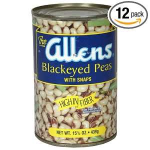 Allens Blackeyed Peas with Snaps, 15.5 Ounce Cans (Pack of 12 