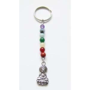  Chakra Colors Keychain Gemstone Beaded Quan Yin Goddess 