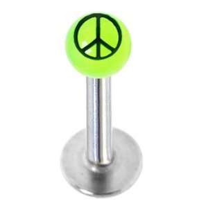    16 Gauge Green Acrylic Peace Sign Labret Monroe Tragus: Jewelry