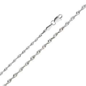    Cut Solid Rope Chain Necklace with Lobster Claw Clasp   16 Inches