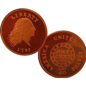 Lot of 100   1793 Flowing Hair Large Cent Cameo Proof Finish   Replica
