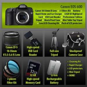  Canon EOS 60D 18 MP CMOS APS C Digital SLR Camera with EF 