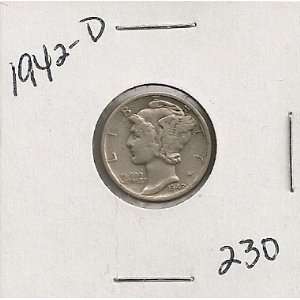  1942 D U.S. Mercury Silver Dime 
