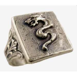   Victorian Style Sterling Sea Serpent Whimsy Ring (sz 9.5): Jewelry