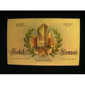  1910s Hotel Lennox, St. Louis, MO Missouri Postcard not 