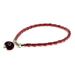  Red Cord Bracelet with Gold Plated Sterling Silver Evil 