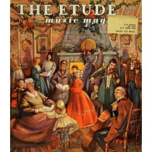  1947 Cover The Etude Music Christmas Carolers Fireplace 