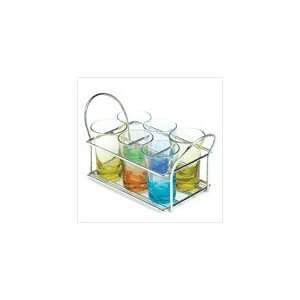  Multi   Color Party Shot Glass Set in Caddy: Home 