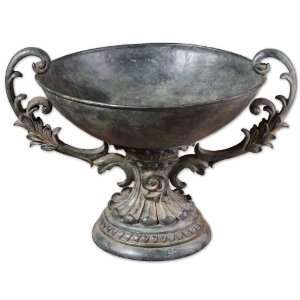  Uttermost 21 Inch Odval Bowl Heavily Antiqued, Slate Gray 