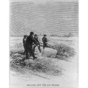  Hauling out the ice blocks,Minnesota Lake,MN,May 7,1870 