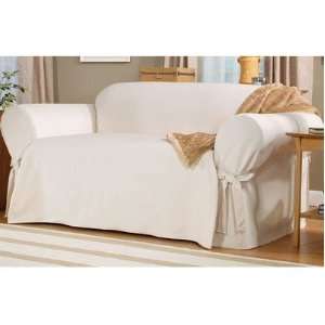 Cotton Duck Loveseat Slipcover (Box Seat) Fabric: (As Shown) Natural