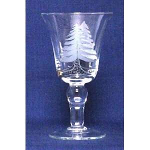  Individually Hand Etched Spruce Tree Water Glass 7 Set 