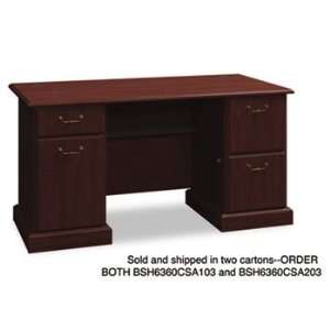   Double Pedestal Desk, 60w x 30d x 30h, Harvest Cherry, Carton 2
