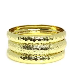   Stackable Bangle Set; 2.75 Diameter; Gold Metall; 3 Pieces Jewelry