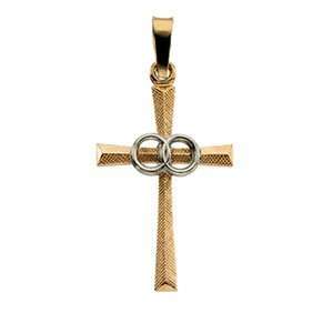   Two Tone Cross Pendant With Wedding Bands  Size/Info: 20.00x14.00mm