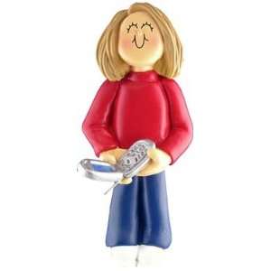 3311 Cell Phone: Female Blonde Personalized Christmas Holiday Ornament