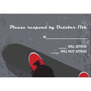  Skater Grunge Grey Response Card Birthday Reply Cards 