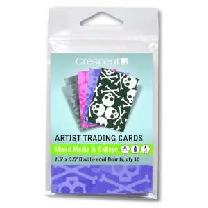 Crescent Mixed Media / Collage Artist Trading Cards 10 Pack   Skull 