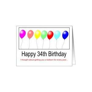  34th Birthday Balloons Card: Toys & Games