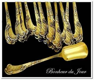 ODIOT Gustave : 12 Vermeil Sterling Silver Ice Cream Spoons  