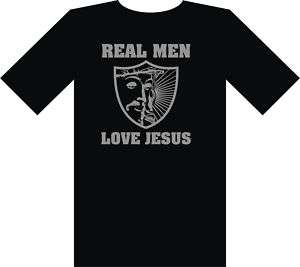 Real Men Love Jesus Tshirt Raiders Christian shirt Tee  
