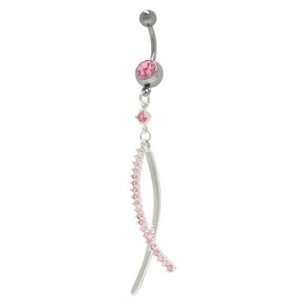  Dangling Cz Jewels Belly Button Ring   37300: Jewelry