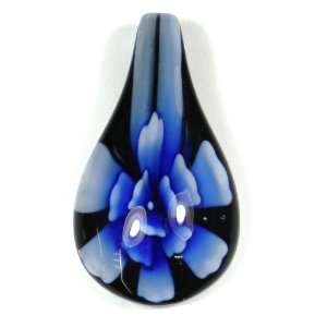   Drop Blue 3D Flower Inside Lampwork Pendant Arts, Crafts & Sewing