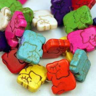 Colorful 21x16x5MM Elephant Turquoise Loose stone Jewelry Beads 15PCS 