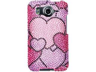 RHINESTONE BLING CRYSTAL CASE COVER HTC INSPIRE 4G HEARTS HOT PINK 