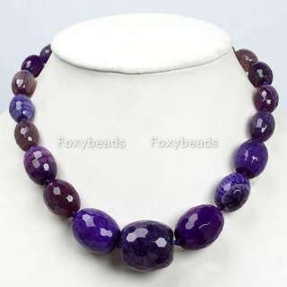 PURPLE* Agate Faceted Drum Gemstone 17L Loose Beads  