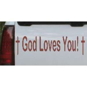 Brown 22in X 6.3in    God Loves You Christian Car Window Wall Laptop 
