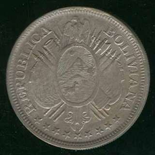 BOLIVIA SCARCE BEAUTY 50 CENTS 1897 SILVER COIN L@@K!!!  