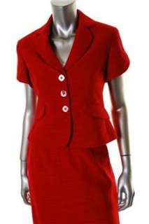 Tahari ASL NEW Clifford Petite Skirt Suit Red Stretch 0P  