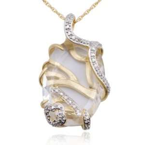  18k Yellow Gold Plated Sterling Silver Crystal and Diamond 