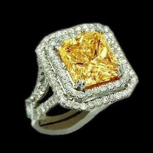  5 carats fancy yellow canary diamond engagment ring new 