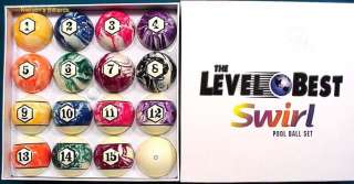 LEVEL BEST SWIRL POOL BALLS, LIFETIME GUARANTEE  