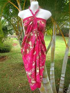 Sarong Pink Brown Turtle PLUS SIZED Cruise Wrap Dress  
