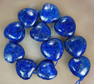 17x18mm Natural Indigo Lapis Lazuli Heart Beads 11pcs  