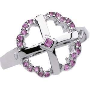  Sterling Silver EMBRACED BY LOVE RING WITH PINK SAPPHIRE Embraced 