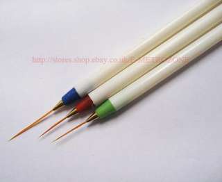 Set of 3pcs Nail Art Design Striping Painting Liner Pen Brushes 