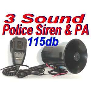  Police Siren W/Pa Microphone 12V 115Db 3 Sound Camera 