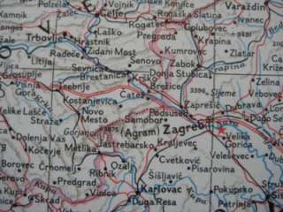 1962 Map BALKANS Serbia Croatia Bosnia Montenegro Hungary Bulgaria 