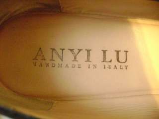 Anyi Lu Dorsay Blue Leather Wedge 39.5 9 1/2  