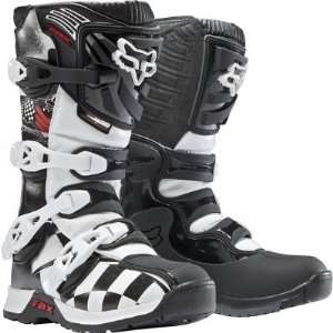   Racing Comp 5 Youth Checked Out MX Boots White/Black Y8 Automotive